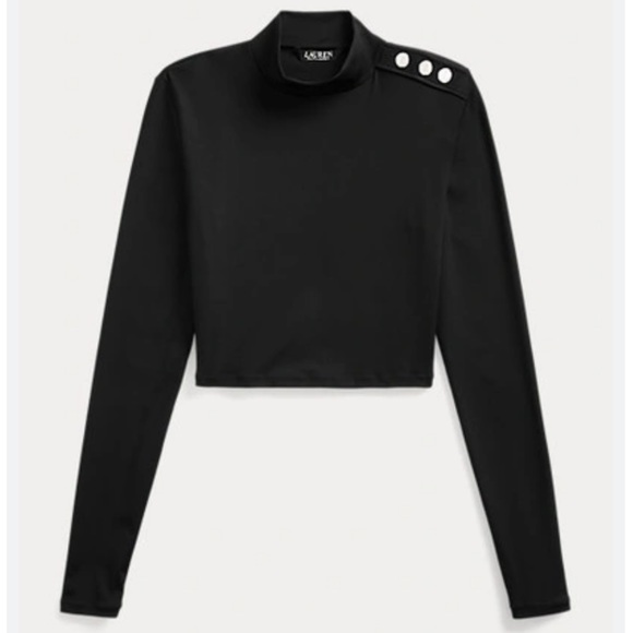 Ralph Lauren Rib Solids Cropped Mock Neck Rashguard - Picture 7 of 14